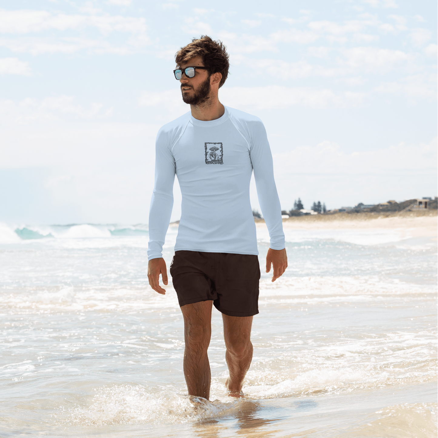 Men's Rashie - Mushroom Light Blue