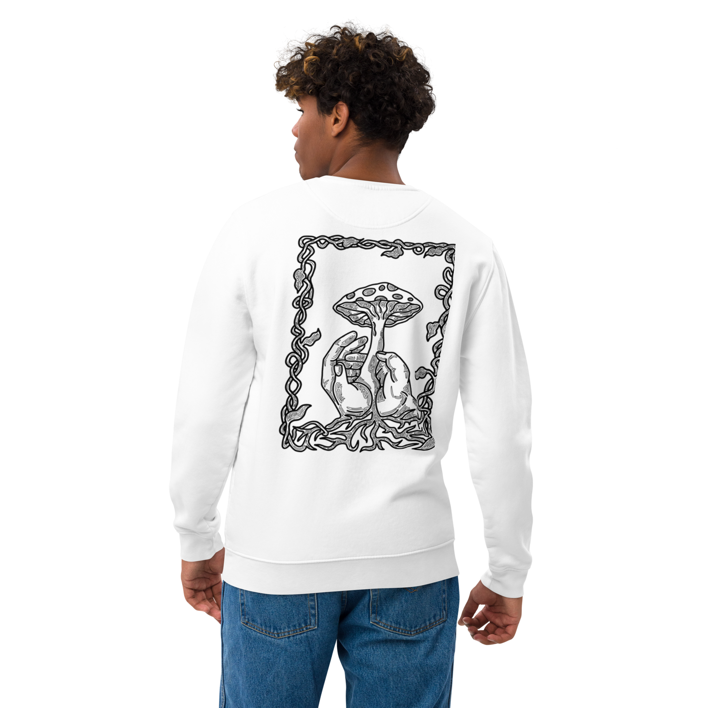 Karleth Mushroom Unisex Sweatshirt - White/Black