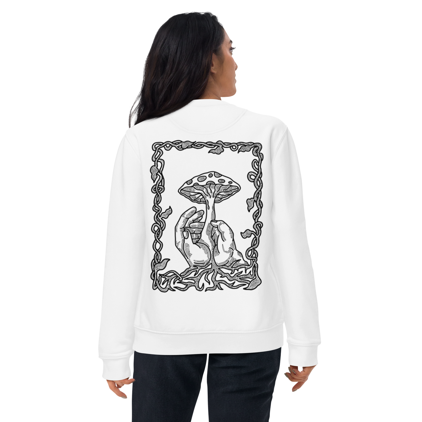 Karleth Mushroom Unisex Sweatshirt - White/Black