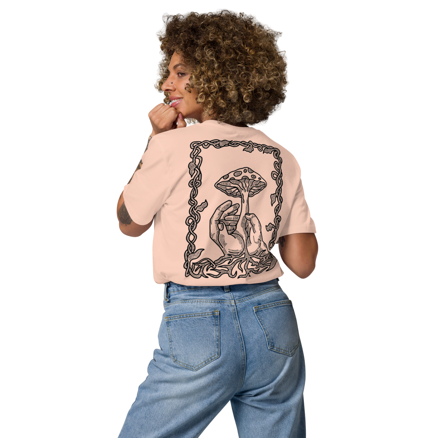 Karleth Mushroom Unisex T-Shirt - Peach