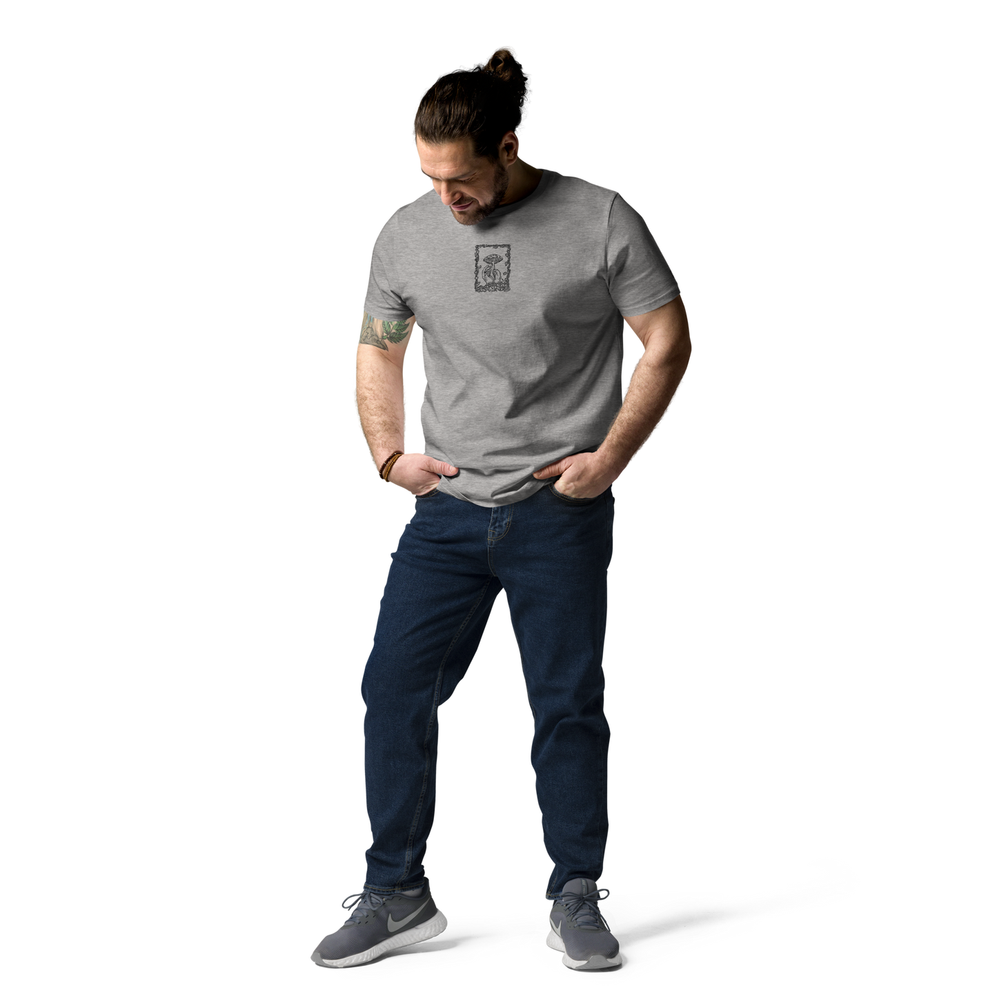 Karleth Mushroom Unisex T-Shirt - Grey front print