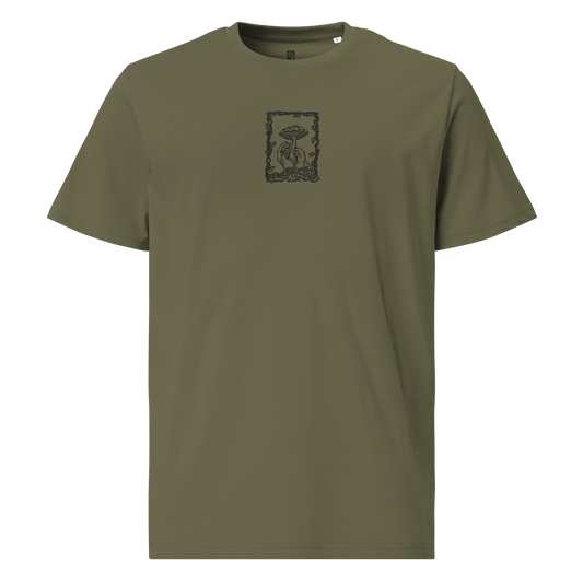 Karleth Mushroom Unisex T-Shirt - Khaki front print