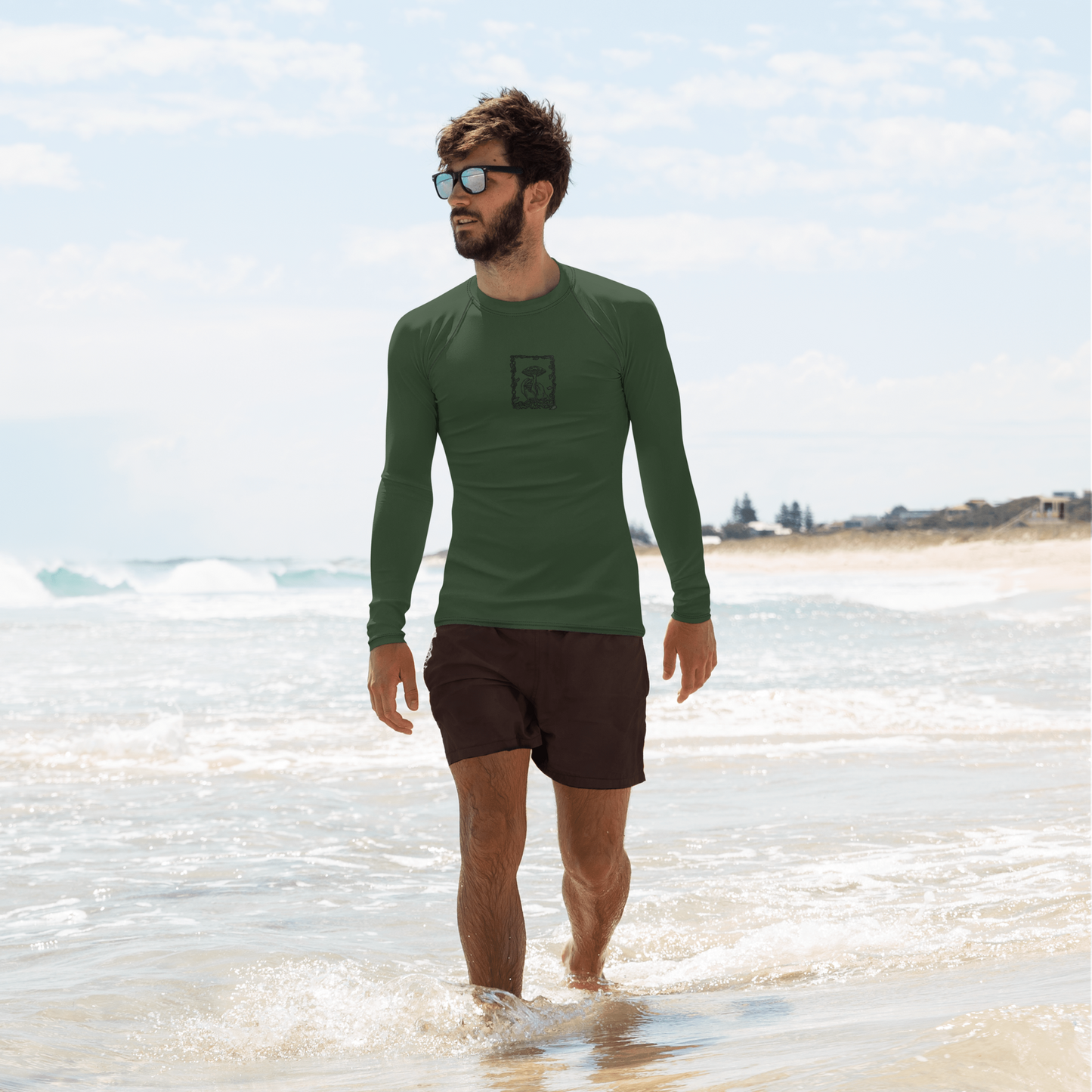 Men's Rashie - Mushroom Dark Green