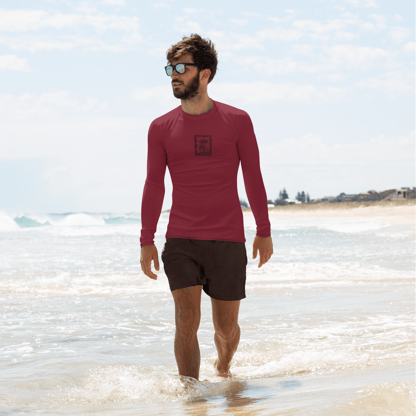Men's Rashie - Mushroom Burgundy
