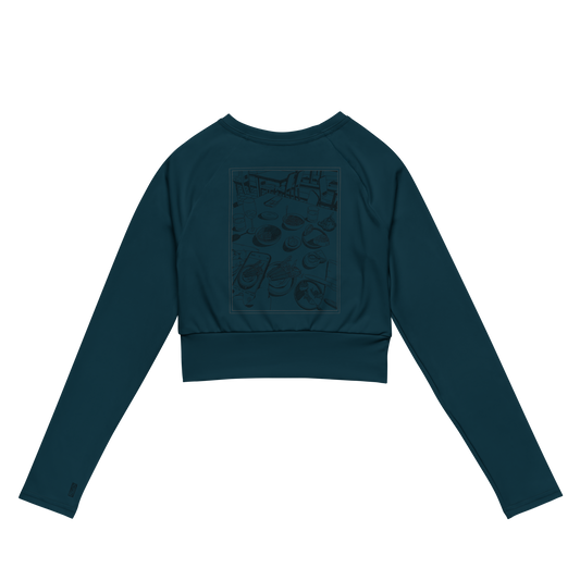 Cropped Rashguard Dinner - Sea Blue