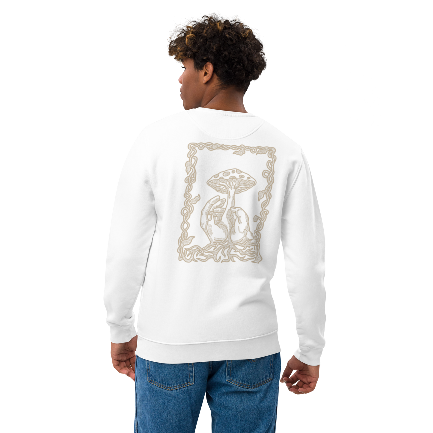 Karleth Mushroom Unisex Sweatshirt - White/Sand