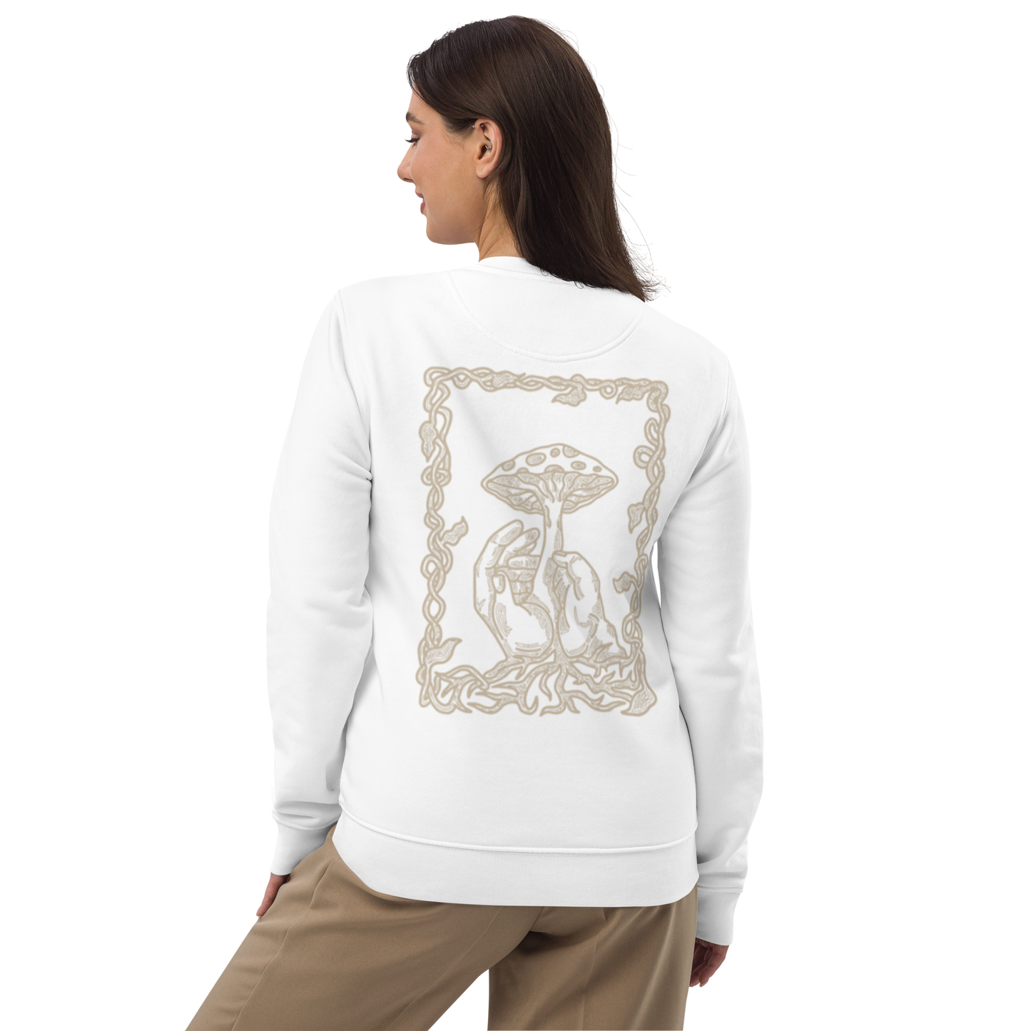 Karleth Mushroom Unisex Sweatshirt - White/Sand